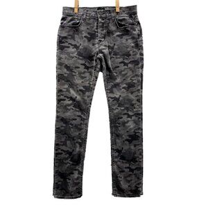 Hudson Jeans Mens 32 x 31* Gray Camo Sartor Slouchy Skinny Button Fly Denim Army
